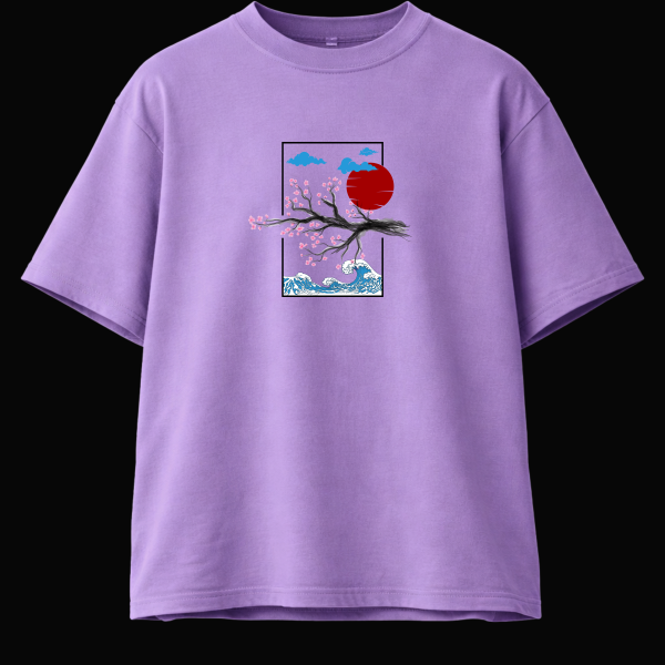 Deinos Duskbloom lavender oversized t-shirt front view – limited edition 240 GSM cotton streetwear India