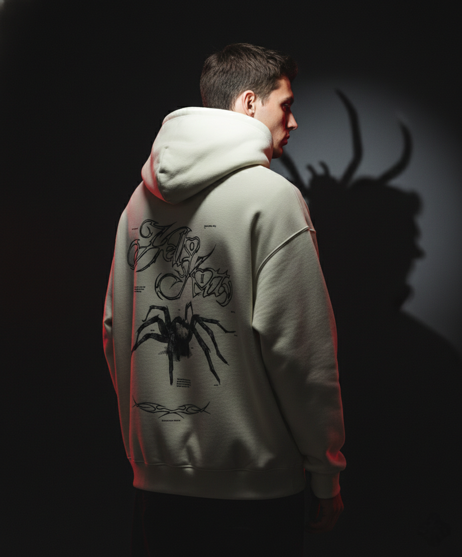 WHITE GHOST-WEB OVESIZED HOODIE