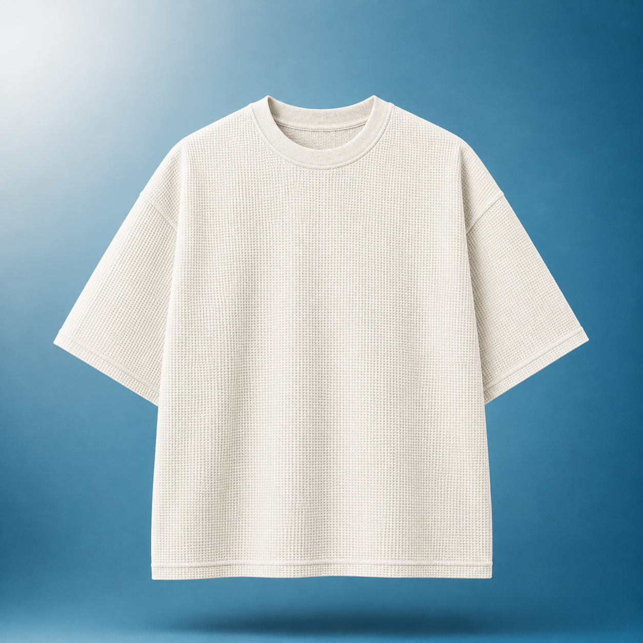 Silent Sand – Off White Waffle Boxy Tee