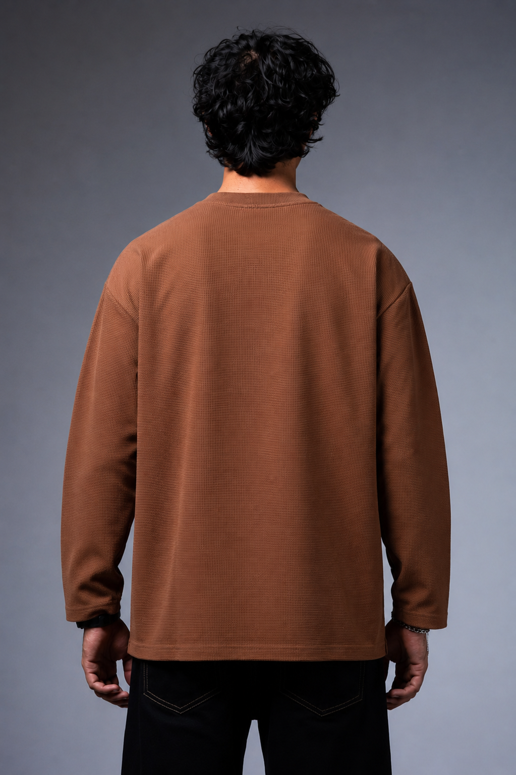 Rust Theory - Brown Waffle Knit Oversized Full Sleeve